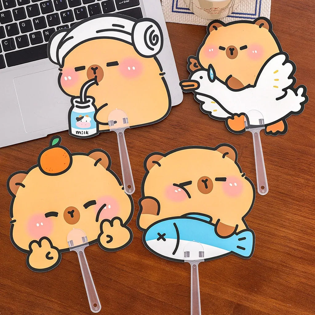 Cute Capybara Die-Cut Handheld Fan | Portable Kids Summer Fan Novelty Handheld Fan Zpaxo