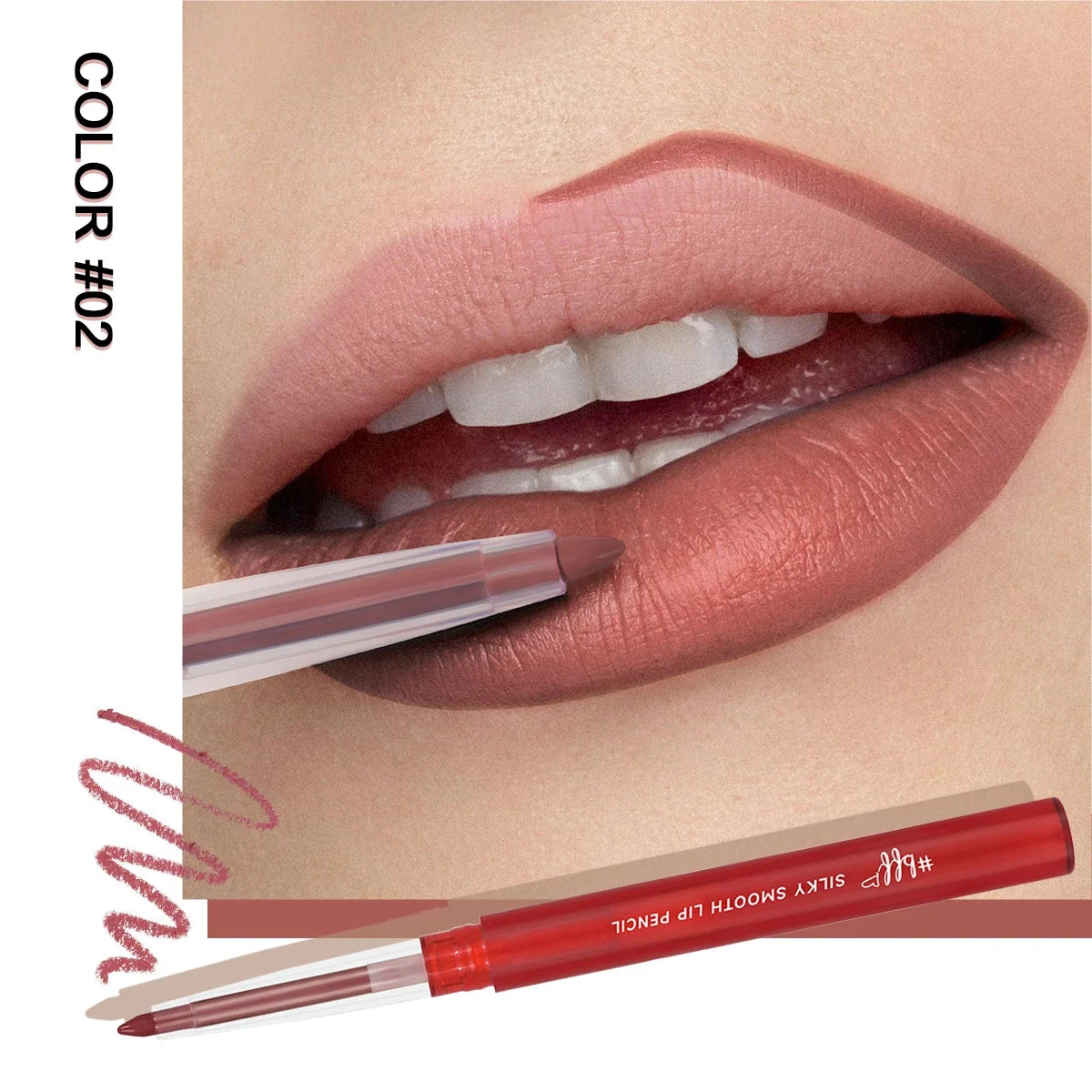 Velvet Lip Liner Crayon Matte Tapered Gradient Lipstick Pen Waterproof Non-Sticky Contouring Lip Makeup Mixed Color System Zpaxo 02