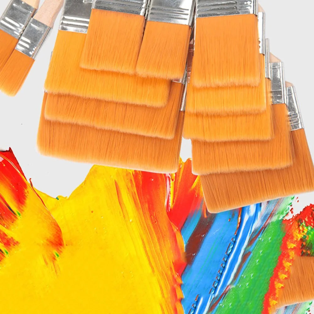 12-Piece Nylon Paint Brush Set – Acrylic, Oil & Watercolor