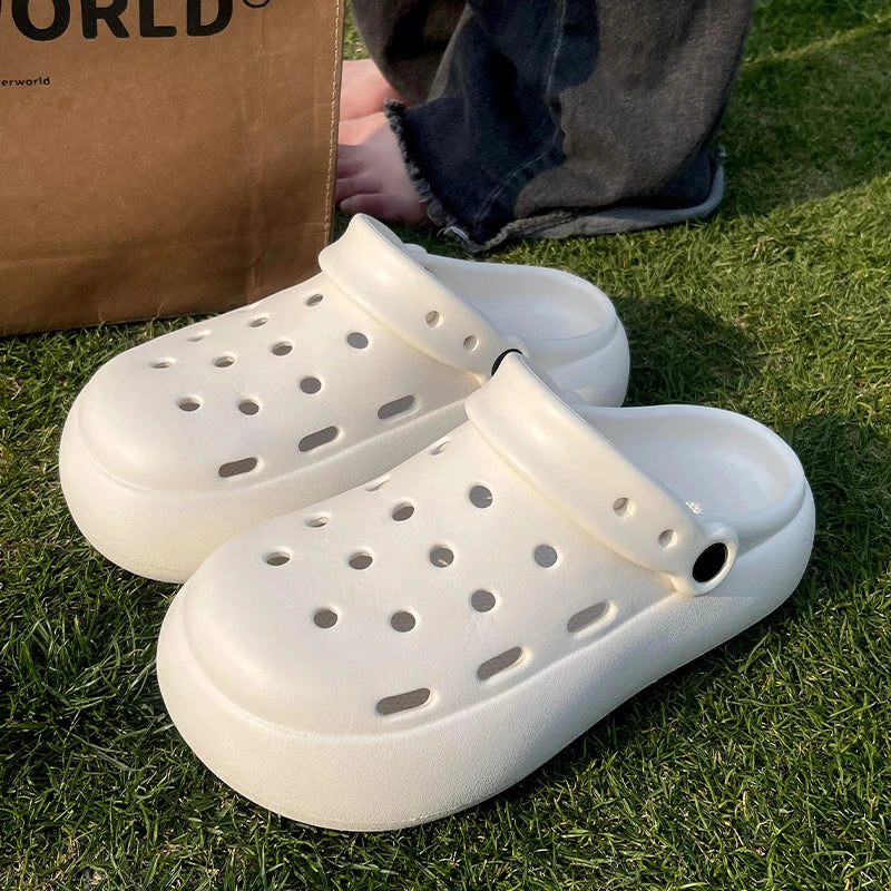 Women 2026 Cute Thick Platform Clogs SHAJI Summer Non Slip Soft Zpaxo WHITE 40-41