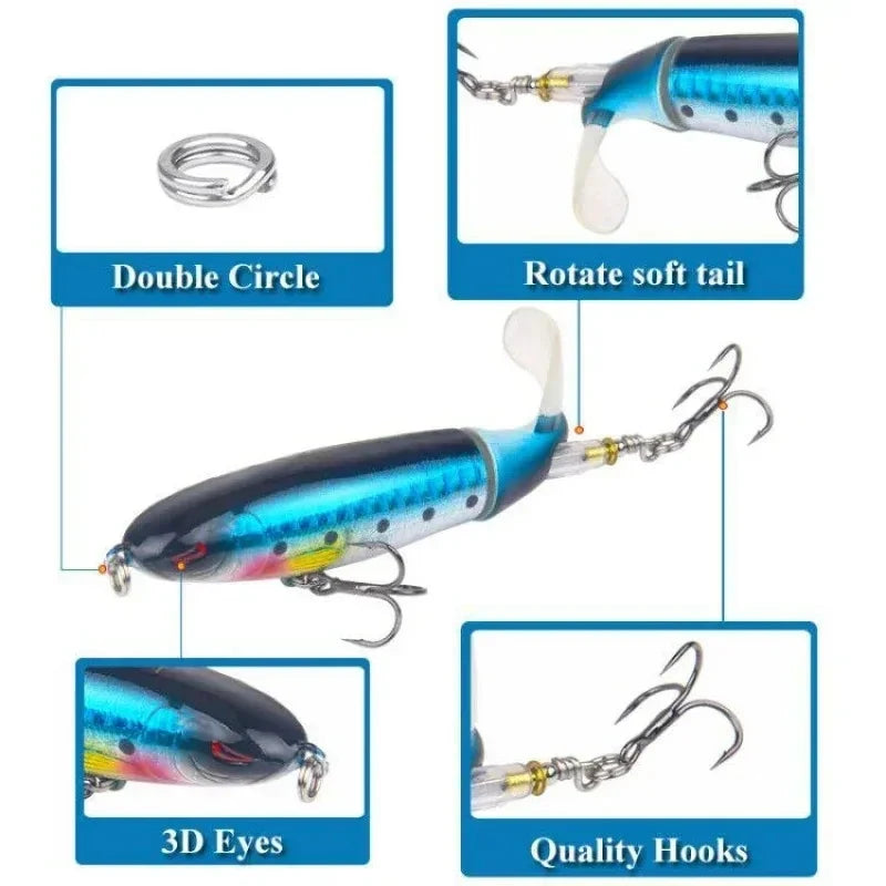 Whopper Popper Topwater Lure 15g – Soft Rotating Tail Bait