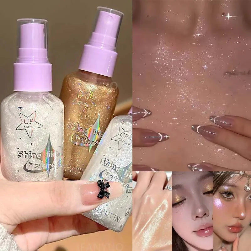 Pearlescent Glitter Spray Shimmer Oil Lasting Shine Champagne Contour