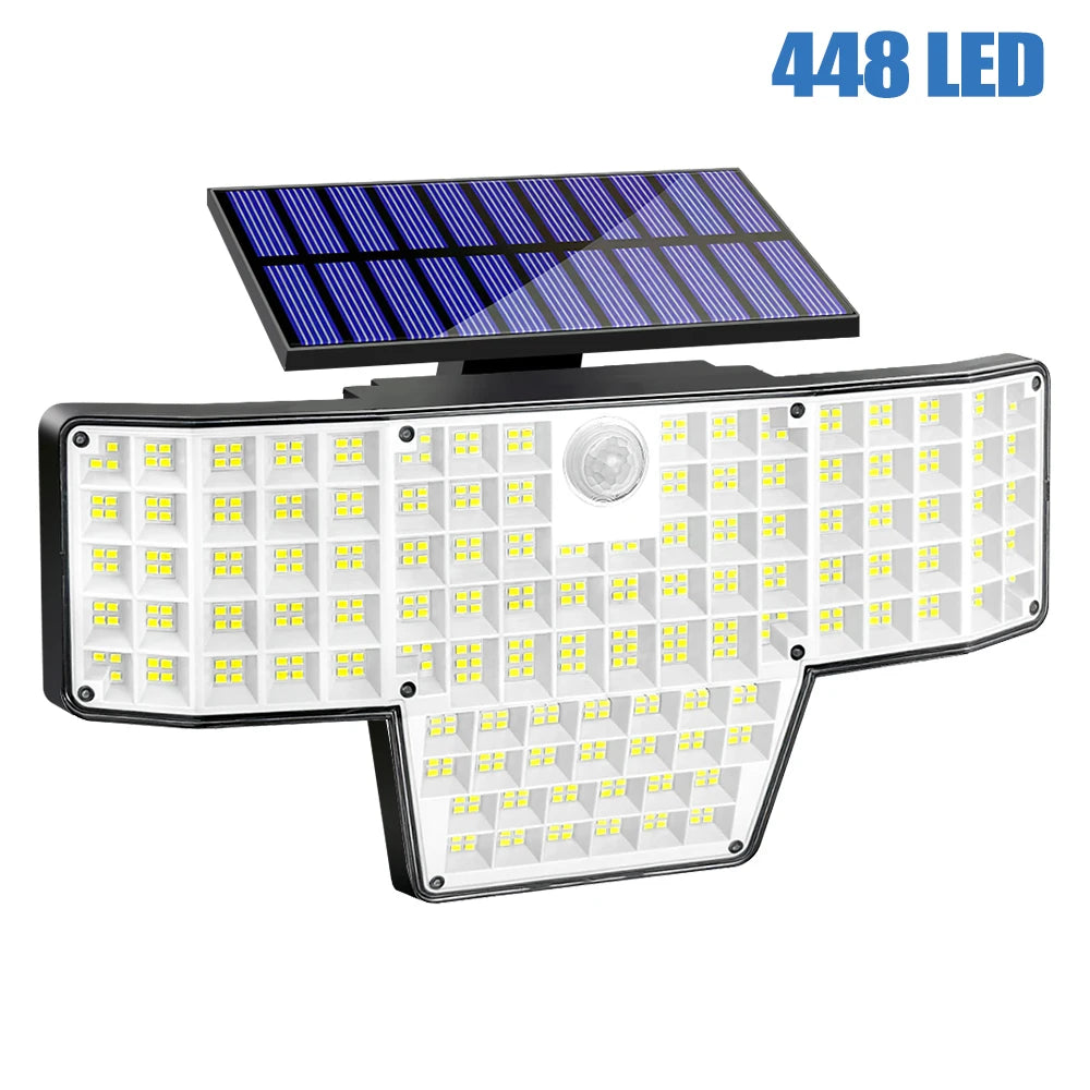 1/2 Packs 448 LED Solar Powered Security Lights Motion Sensor 3 Modes IP65 Waterproof Outdoor Wall Flood Lights for Garden Yard Zpaxo 448LED 1PCS