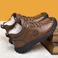 CINESSD Warm Winter Velvet Men's Snow Boots Non-slip Leather Thick Zpaxo Brown 43(Foot 26.5cm) China Mainland