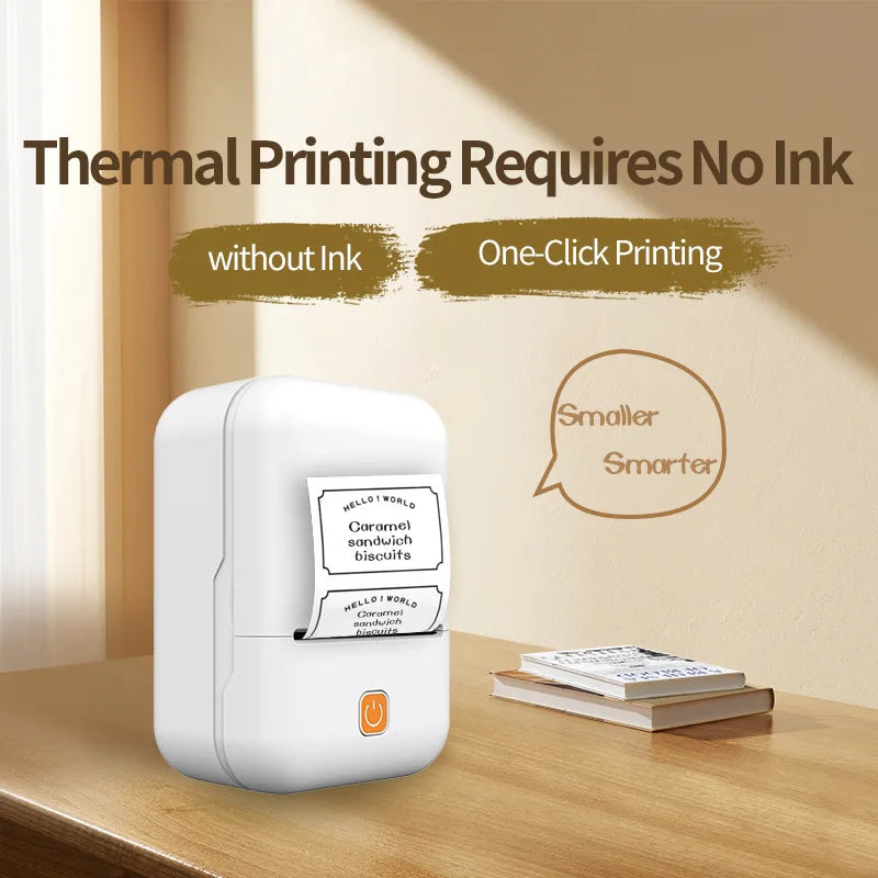Portable Mini Thermal Label Printer HD Bluetooth 203dpi Photo Label Memo Printing For Student Home Office For Mobile Phone Zpaxo