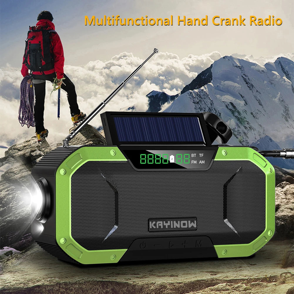 Solar Hand Crank Radio Emergency Weather 5000mAh Power Bank Charger Flash Light SOS Alarm Compass Radio Zpaxo