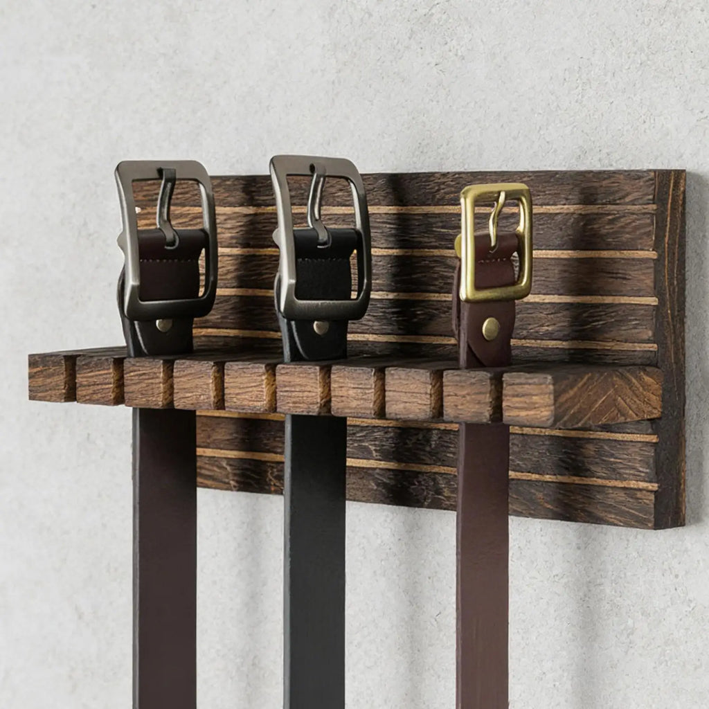 Belt Hanger Closet Wooden Wall Mount Sturdy Space Saving Organizer