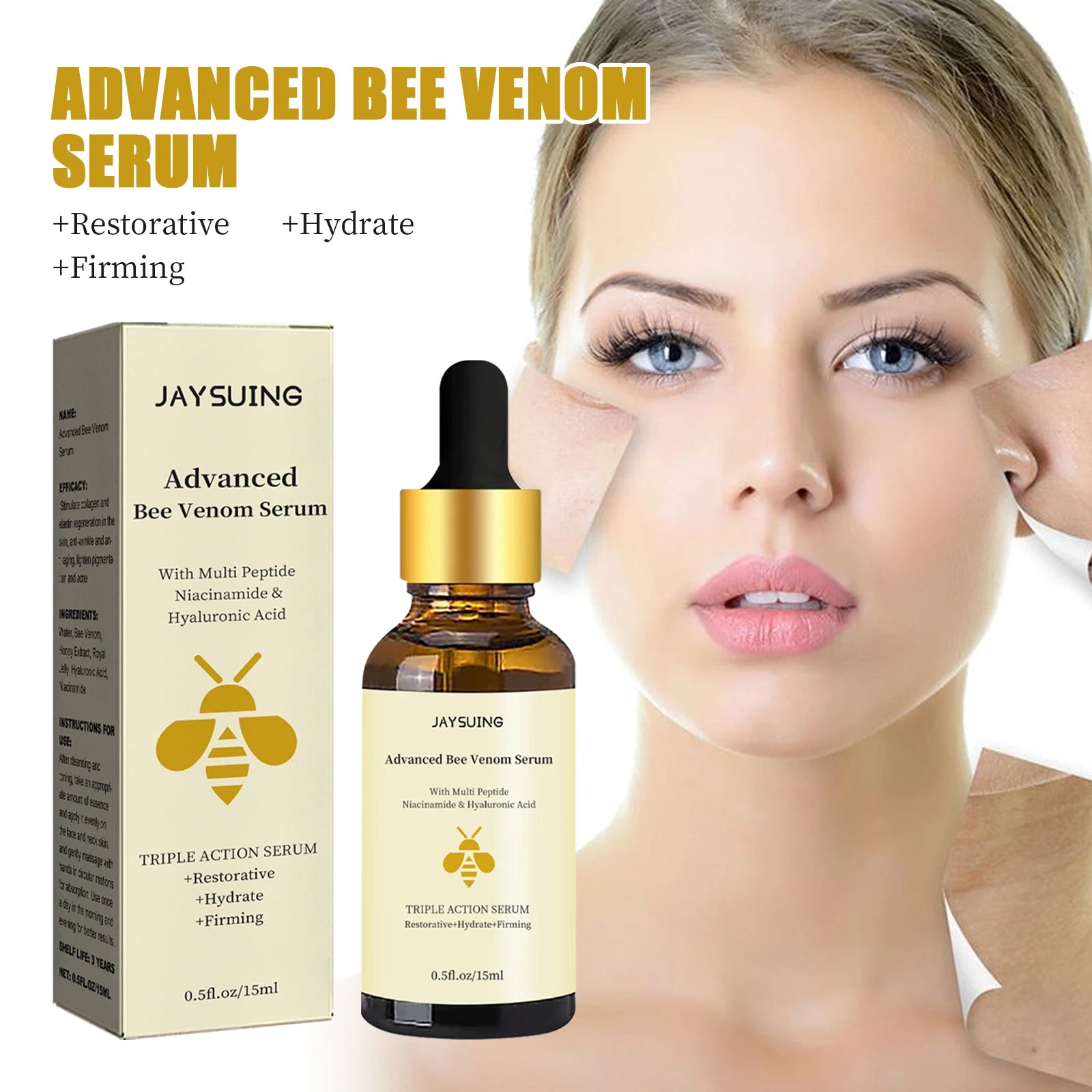 Jaysuing Bee Venom Serum – Anti-Aging Firming Face Essence Face Serum Zpaxo