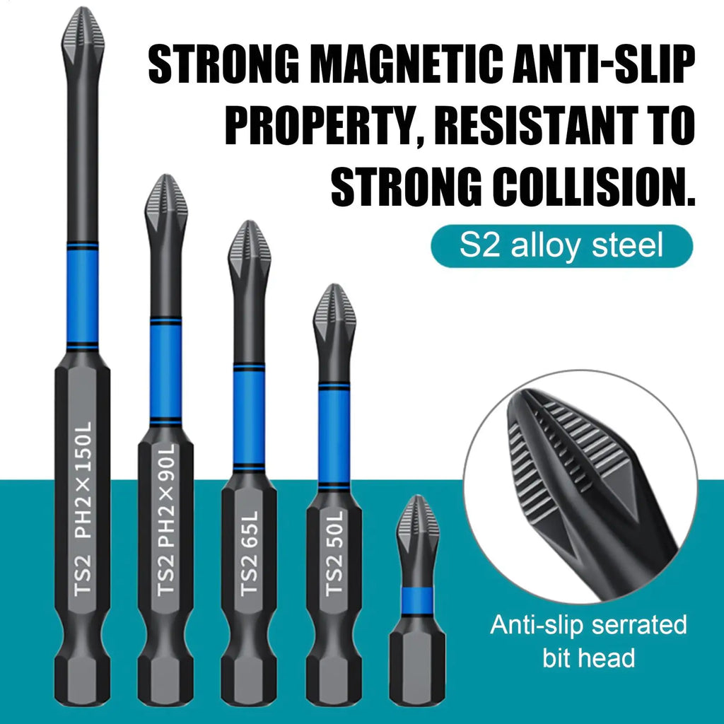 Screw Bit 6-Piece Precision Magnetic Alloy Steel Phillips Cordless