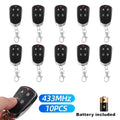 10pcs 433MHz Remote Control Electric Gate Garage Door Opener Remote Control Duplicator Fixed Rolling Code Cloning Code Car Zpaxo 10PCS