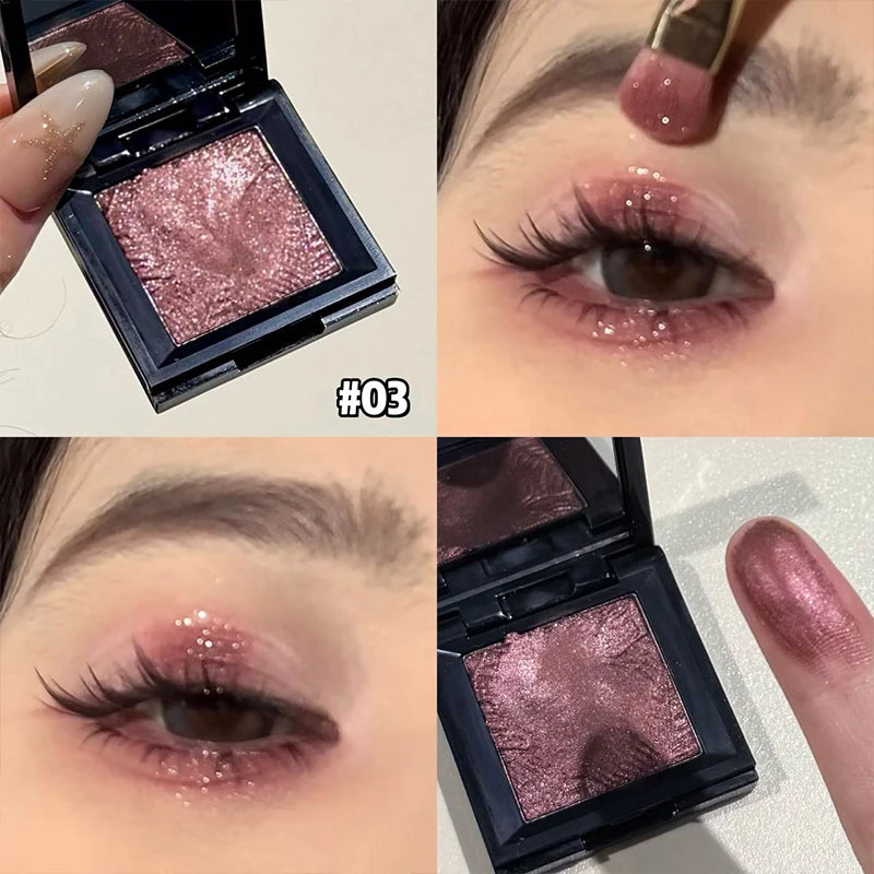 Wine Red Shimmer Highlighter Eyeshadow Palette Lasting Glitter Pearly Eye Shadow Makeup Mashed Potato Fine Shimmer Eye Pigments Zpaxo 03