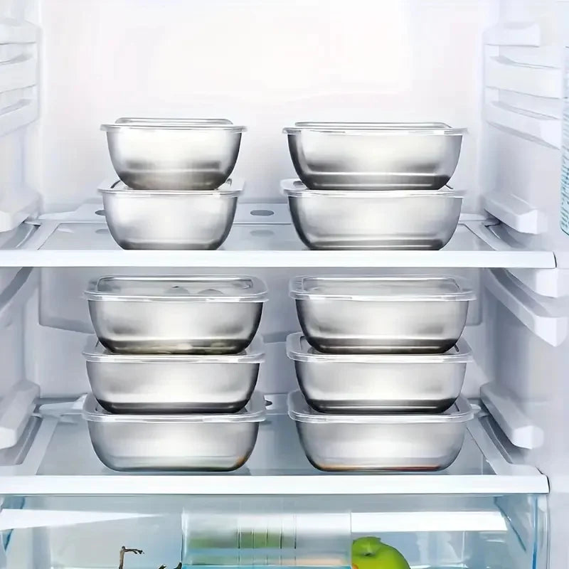 5pcs Stainless Steel Food Storage Stackable Meal Prep Boxes for Kitchen Fridge Lunch Ideal for Meal Prep Travel Kitchen Storage Zpaxo