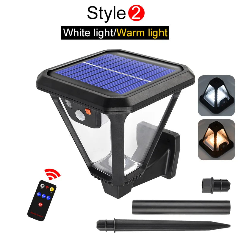 Solar Powered LED Landscape Wall Lamp Outdoor Lighting 3 Modes Bright Light Waterproof for Garden Yard Patio Zpaxo Single-Warm China Mainland