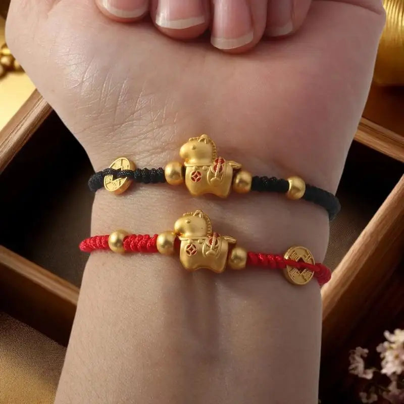 Exquisite 2026 Horse Zodiac Year Braided Rope Bead Bracelet Chinese Zpaxo