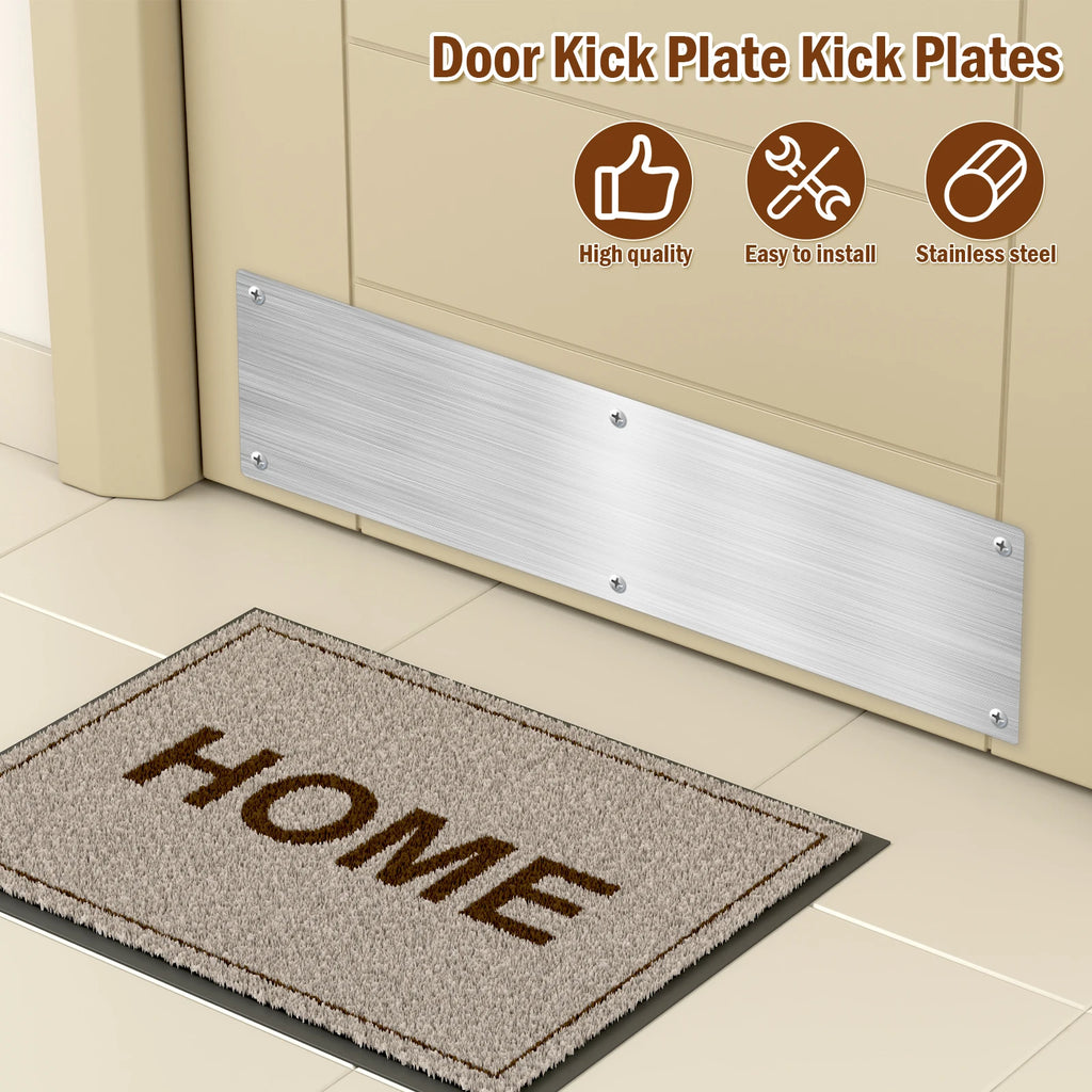 2/4Pcs Door Kick Plates 4*16Inch Stainless Steel Kick Plates Door Protection Metal Plate Anti Damage Door For Dog Enter the door Zpaxo