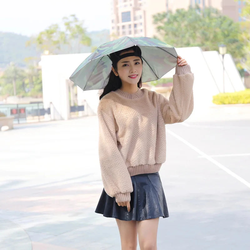 Double-layer Black Coated Rainproof Fishing Umbrella Hat Outdoor Tea Zpaxo Camouflage 10PCS