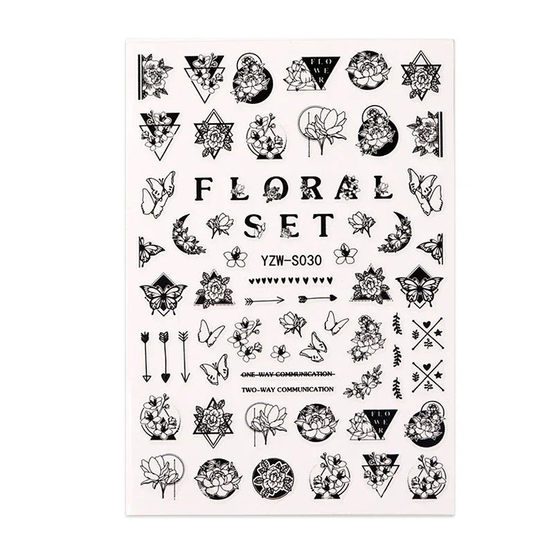 Nail Sticker Abstract Women Face Flower Leaf DIY Sliders for Nail Inscriptions Manicure Nail Art Decoration Water Transfer Decal Zpaxo Small10