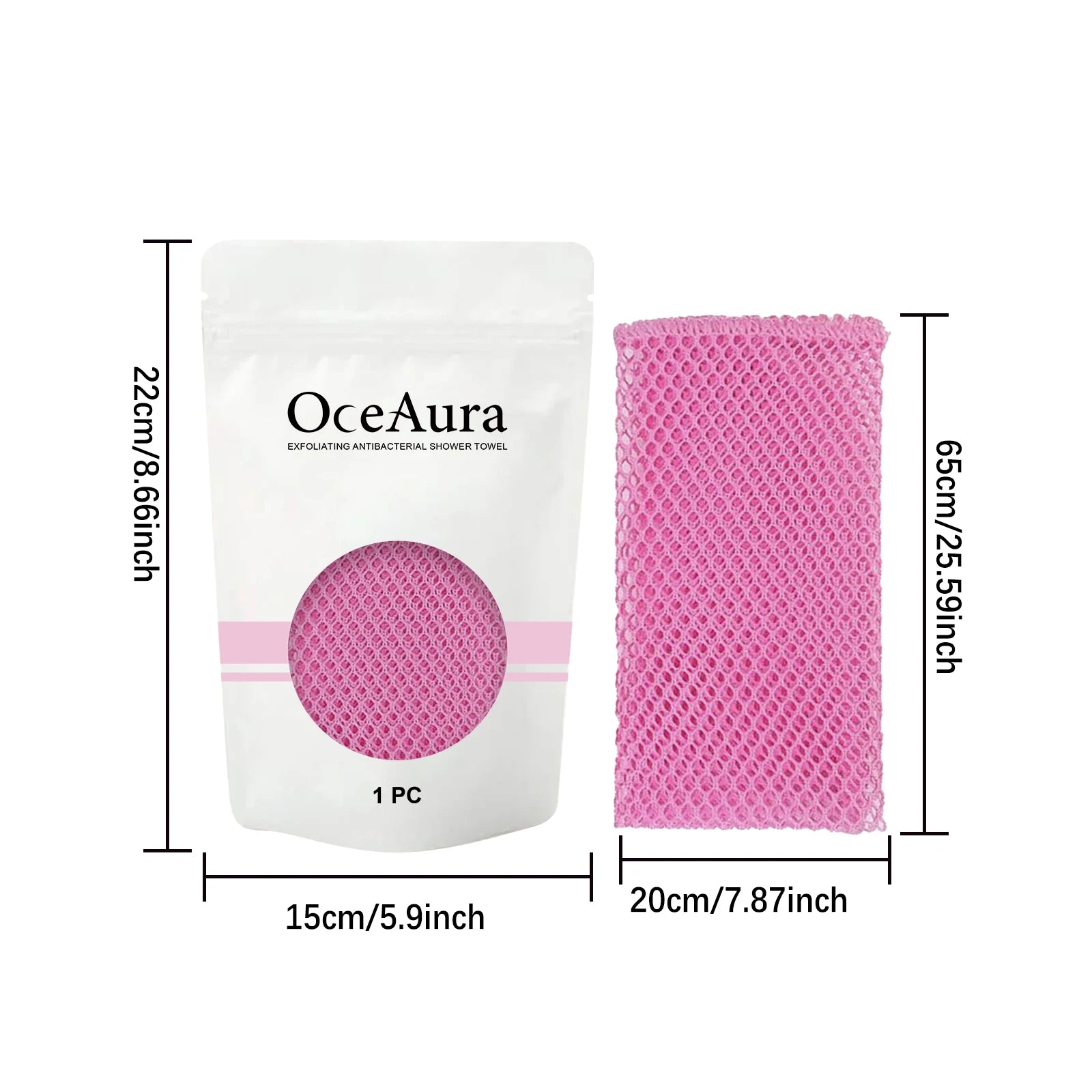 Exfoliating Back Scrubbing Towel | Carbon Fiber Bath Cloth Exfoliating Bath Towel Zpaxo TypeA Pink Color
