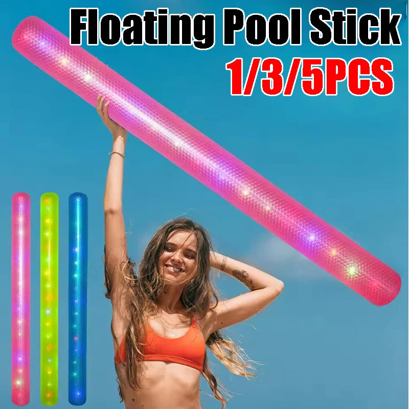 LED Inflatable Floating Pool Stick Kids Adults Light Up Swimming
