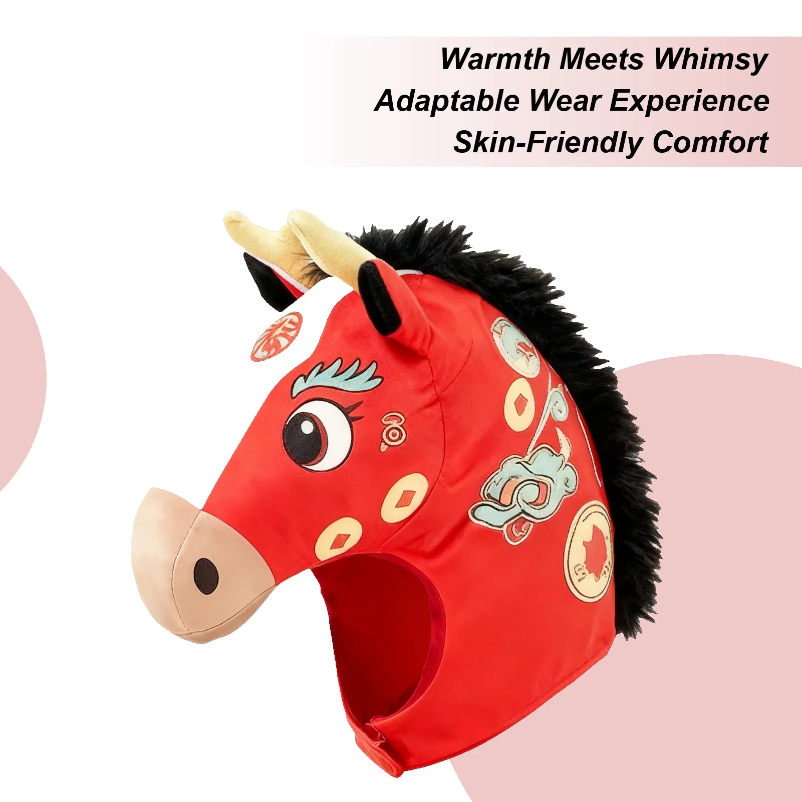 Horse Head Hat 2026 Year Plush Headwear Photo Booth Headgear Adults Zpaxo