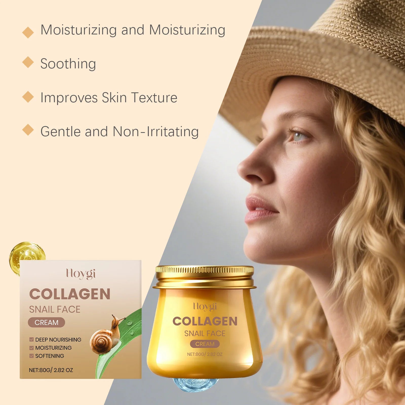 Anti-Aging Collagen Snail Elastic Moisturizing Face Cream – Enhances Skin Elasticity Improves Dryness Sagging Skin Care Cream Zpaxo