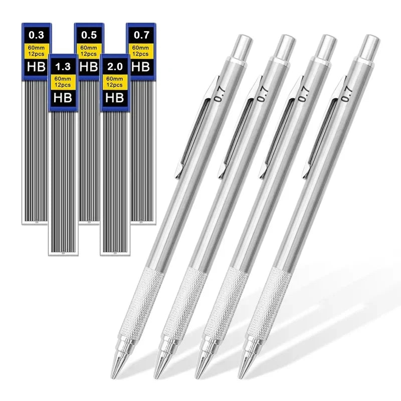 Mechanical Pencil 0.3 0.5 0.7 0.9 1.3 2.0mm 3.0mm Low Center of Gravity Metal Drawing Special Pencil Office School Art Supplies Zpaxo