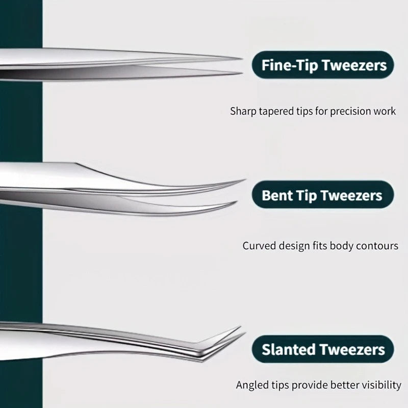Precision Pointed Stainless Steel Tweezers – Brow & Blackhead Precision Tweezers Zpaxo