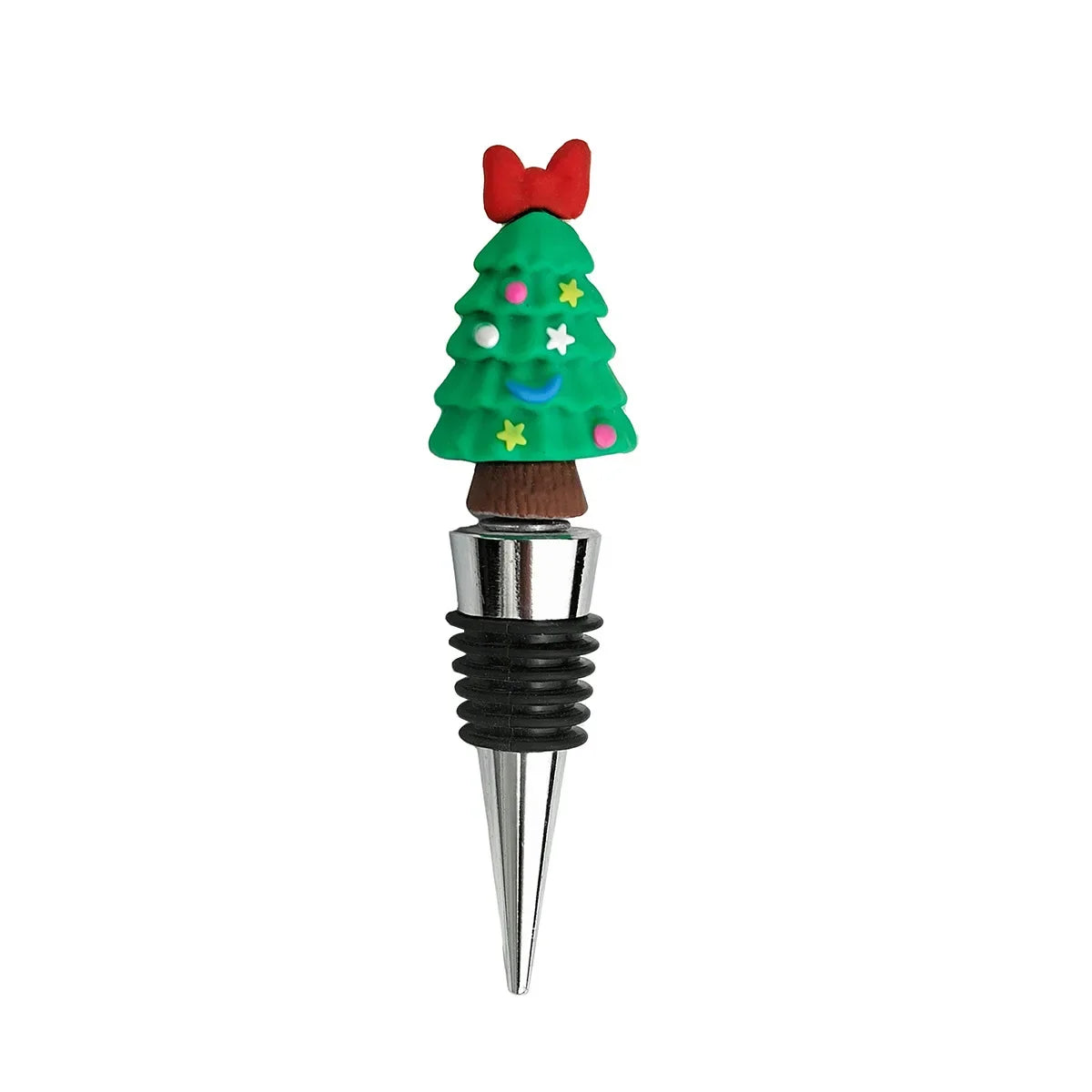 PVC Christmas Wine Stopper, Green Christmas Tree, Snowman Cane, Sugar Deer, Santa Claus Wreath, Red Wine Stopper, Glass Bottle Y Zpaxo A