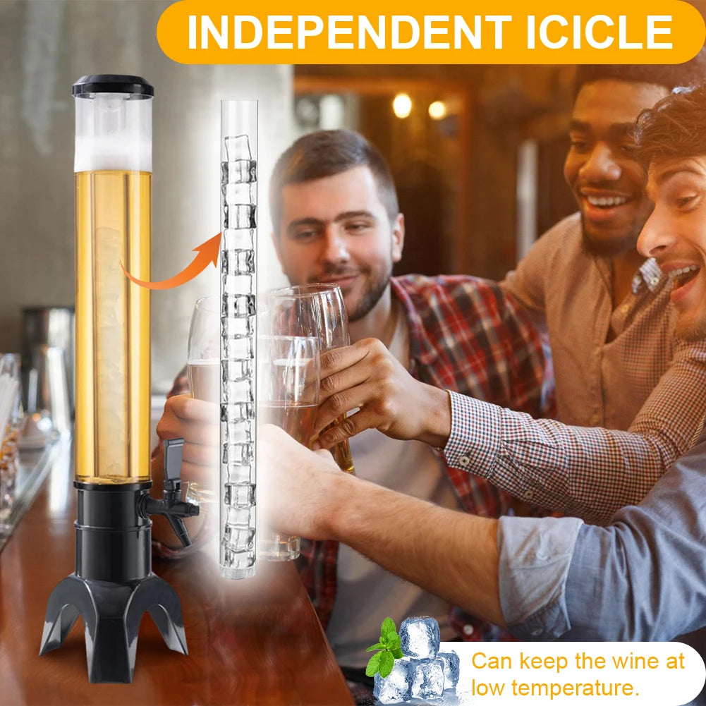 3L Beverage Dispenser Shockproof Wear-resistant Beer Tower Colorful Lights Tabletop Liquor Dispenser Bar Accessories Zpaxo