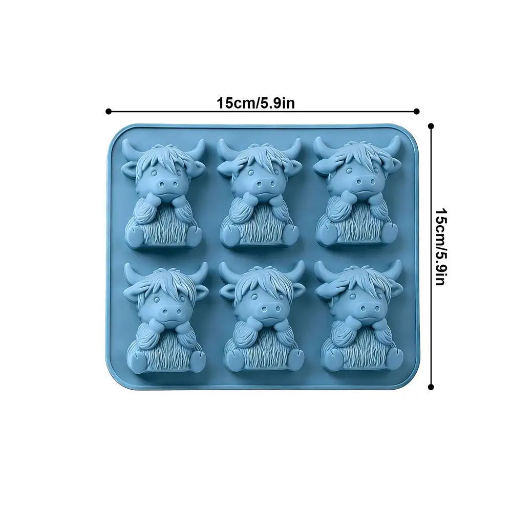 Cube Ice Mold 6 Cavity Easy Release Silicone Tray Funny Animal Shape