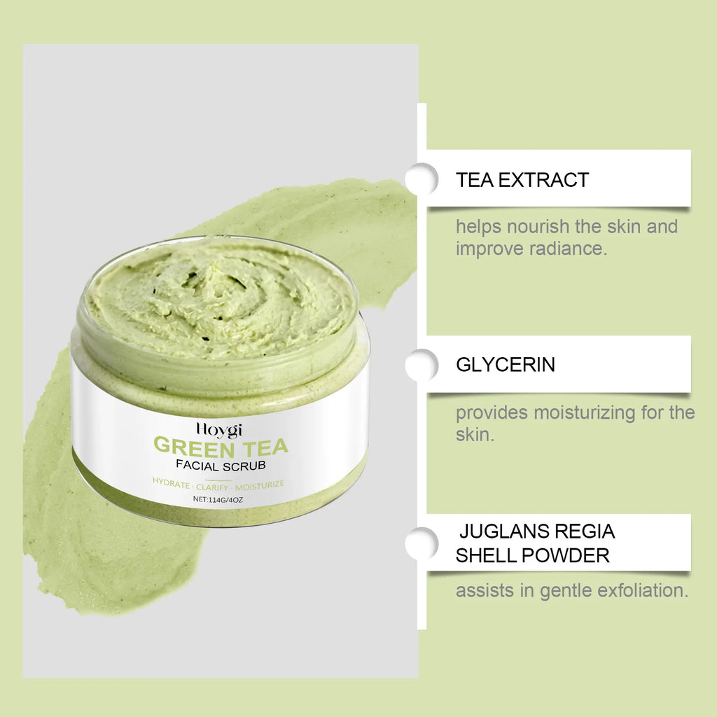 Exfoliating Green Removal Tea Facial Scrub Deep Pore Cleansing Hydrating Blackhead Dead Skin Gentle Scrub Skin Renewal Skin Zpaxo
