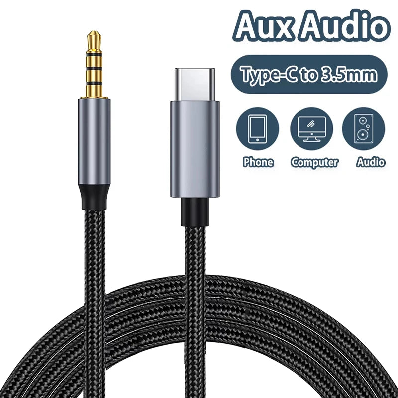 USB Type C To 3.5mm Jack AUX Audio Cable DAC USB-C Audio Adapter For Smartphone Headphones Car HIFI Stereo Sound Audio Connector Zpaxo