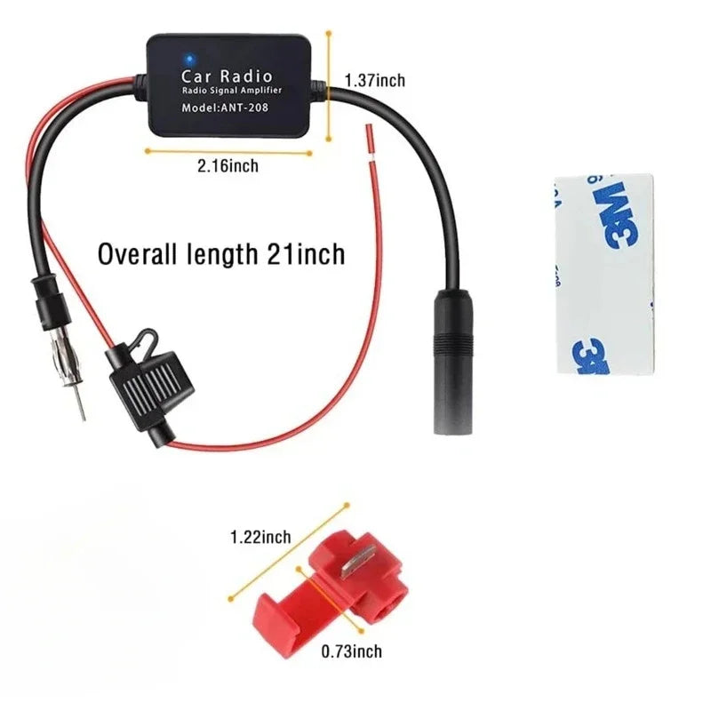 12V Active FM Antenna Amplifier Car Radio Signal Booster Vehicle Zpaxo