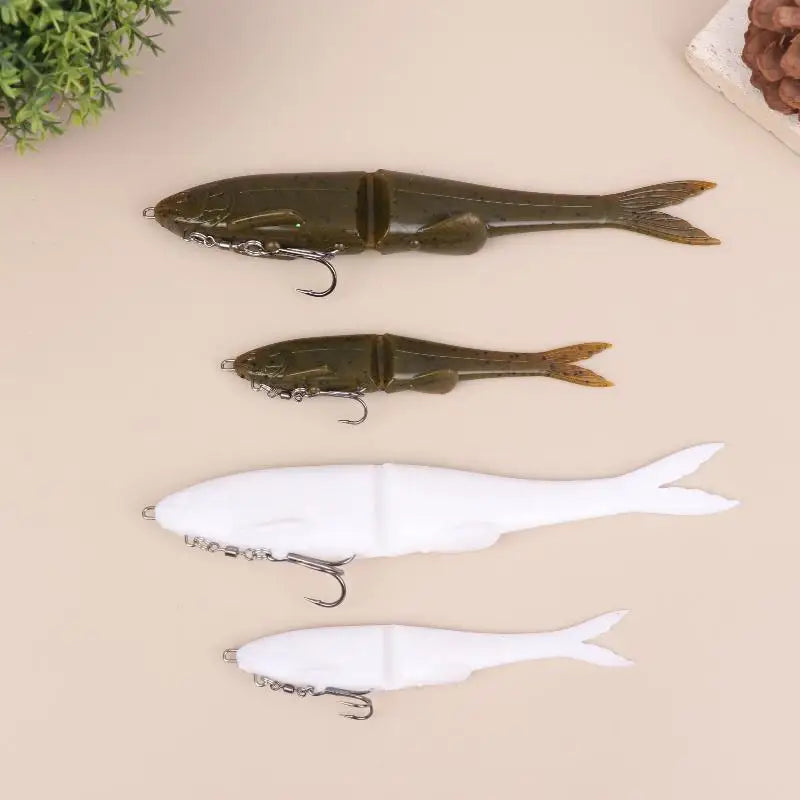 12 Soft Bass Fishing Wobblers Double-section T-tail Lure Maritime Boat Zpaxo