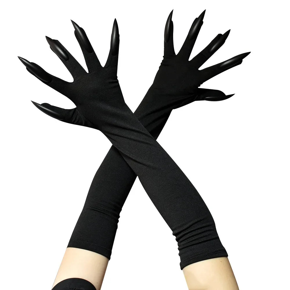 Halloween Cosplay Gloves Long Fingernail Party Props Monster Claws Zpaxo Black 3Pairs