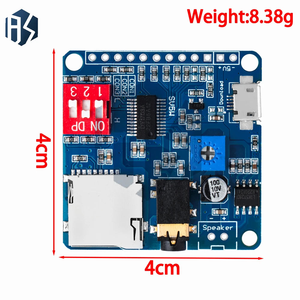 5W Class D MP3 Amplifier Module, SD TF Card UART Serial Control Audio Board for Arduino Zpaxo