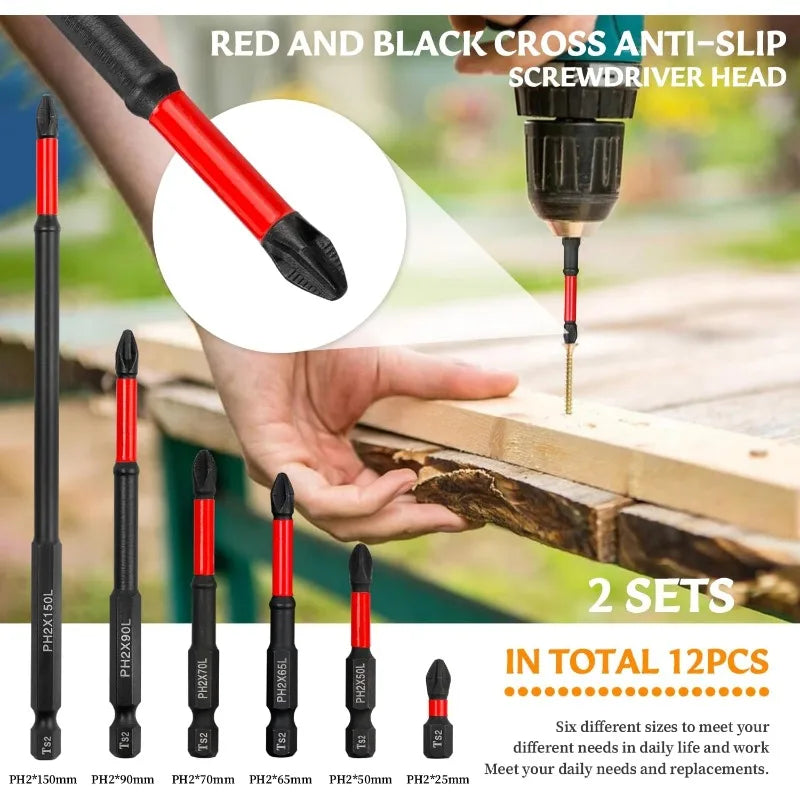 S2 Steel Magnetic Impact Drill Bit Set – 6 or 12 Piece