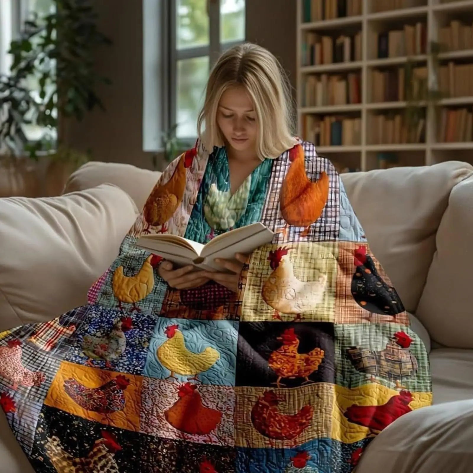 Chicken Print Blanket Soft Foldable Breathable Quilt Throw Cute