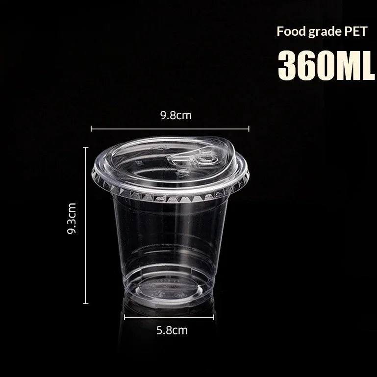 10pcs Disposable packaged internet-famous Dudu cup cold drink plastic cup, coffee coconut milk latte, milk tea, PET beverage cup Zpaxo 360ML 10PCS