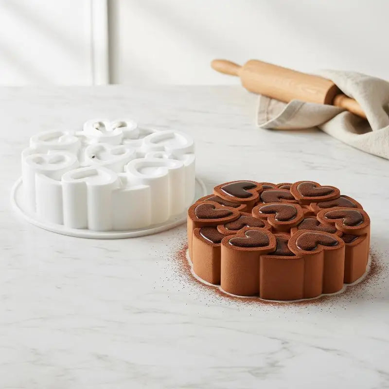 Heart-Shaped Silicone Rose Cake Mold – Mousse & Chocolate