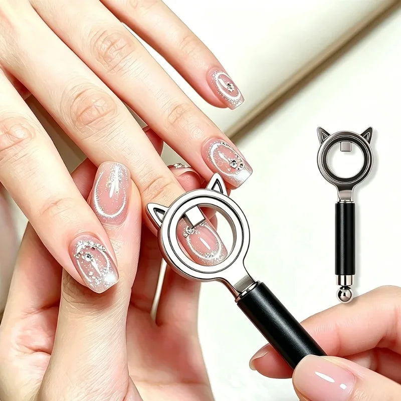 Circular Ring Cat Eye Magnet Stick Double Head Ring Magnetic Halo Effect Magnetic Tool For UV Gel Nail Salon Manicure Art Suppli Zpaxo 1Pcs Black