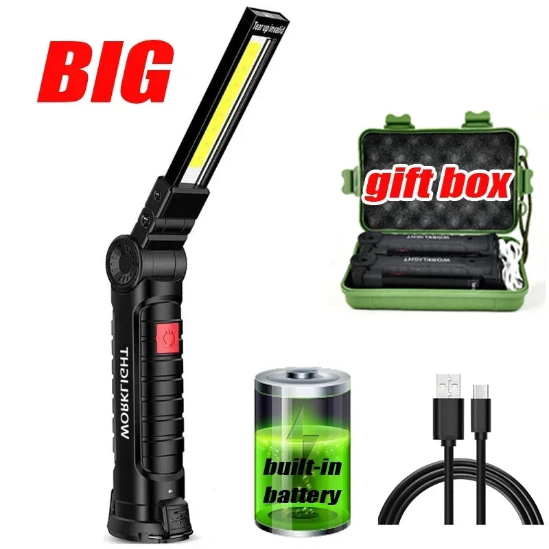 LED COB Work Light – Magnetic, Rechargeable, 360° Rotating