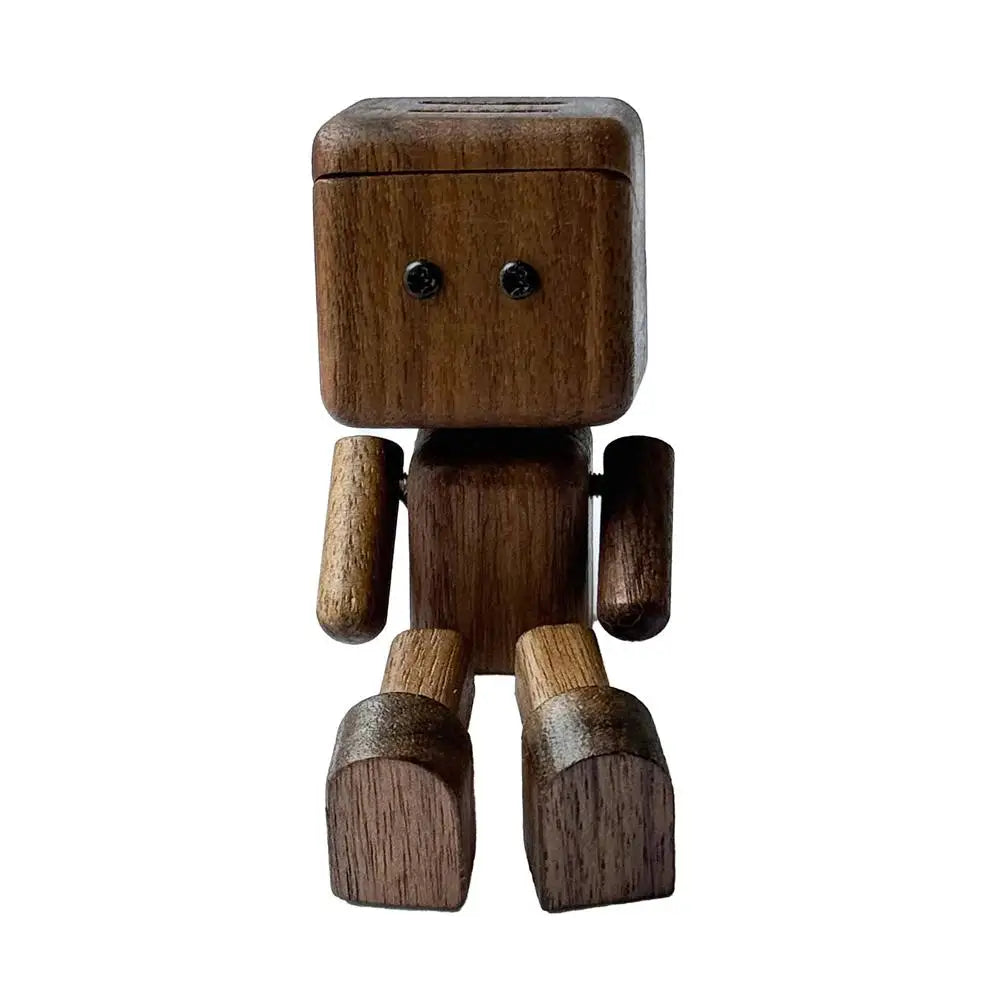 Creative Car Dashboard Decor Leg-swinging Robot Wooden Figure Funny Shaking Wooden Man Figurine Aromatherapy Gift Zpaxo A