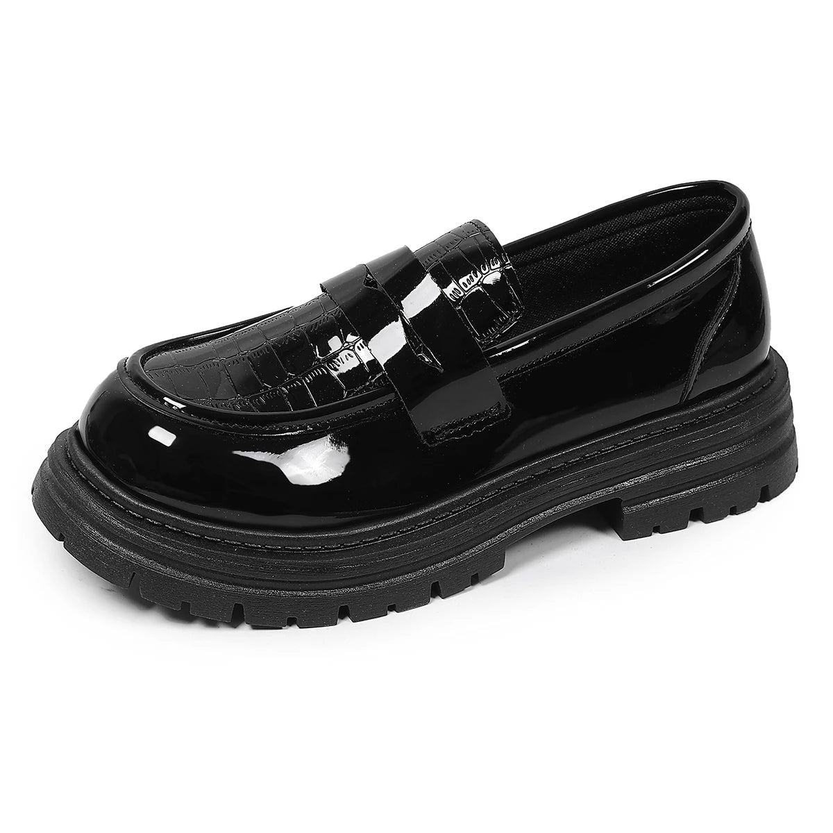 Women's Thick Soled Single Shoes Comfortable Fashion Casual Mid Heels Zpaxo black 42