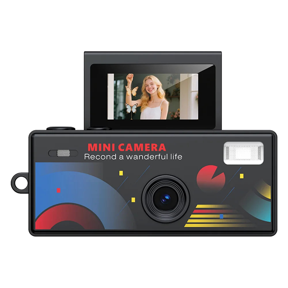 Palm-Sized Mini Digital Camera 180° Flip Selfie Screen with Flashlight Multiple Filters Keychain Portable Digital Camera LK030 Zpaxo Black No TF card