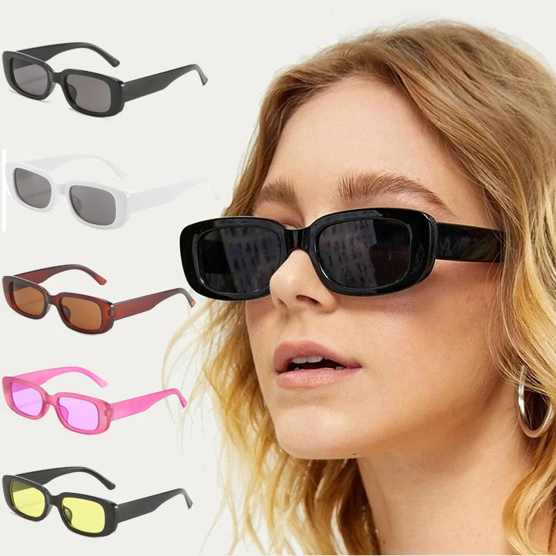 Vintage Small Rectangular Sunglasses Women Y2K Trend Color Lens UV Protection Fashion Streetwear Shades Cycling Accessories MTB Zpaxo