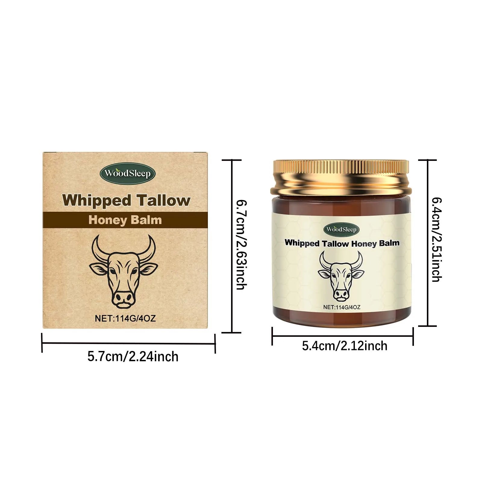 WOODSLEEP Tallow Honey Balm – Nourishing Firming Body Cream Body & Face Cream Zpaxo 114g Boxed