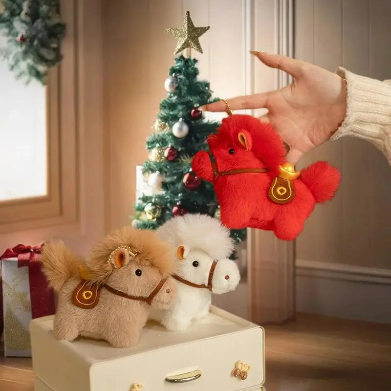 Women's Plush Horse Keychain Bag Car Pendant Jewelry Year Decoration Zpaxo