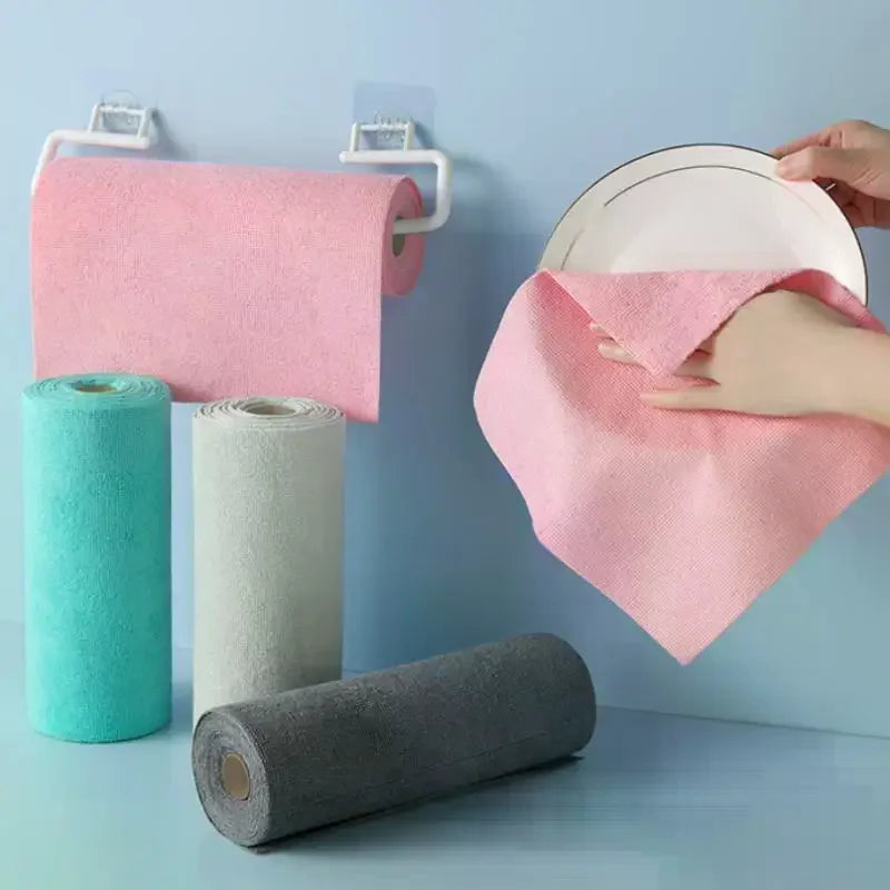 1 Roll Microfiber Cleaning Cloths Reusable Lint-free Towels Kitchen Zpaxo