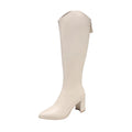 Women Boots Zipper Thick Heels Simple Autumn Winter Knee Zpaxo Beige 35 China Mainland